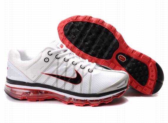 Mens Nike Air Max 2009 Mesh White Black Red Sole - Click Image to Close